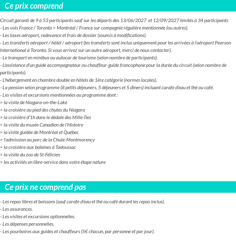 Conditions tarifaires