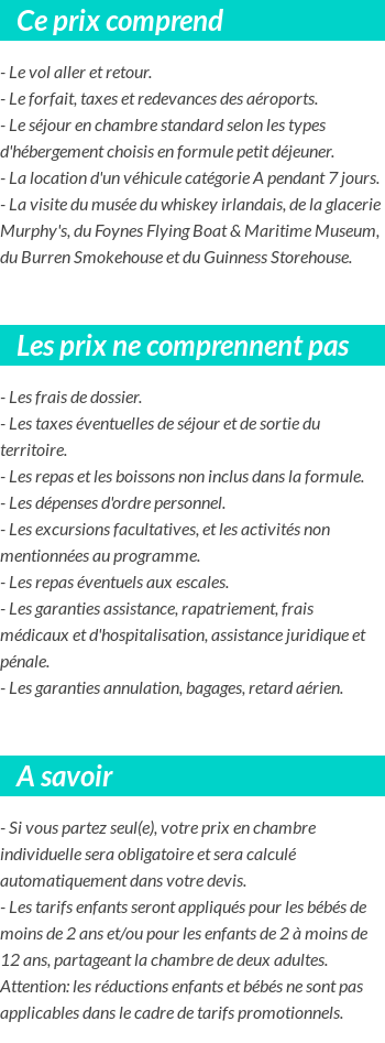 Conditions tarifaires