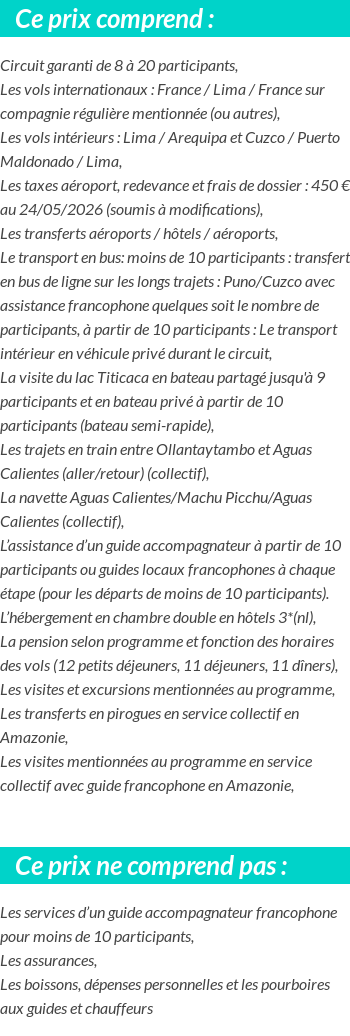 Conditions tarifaires