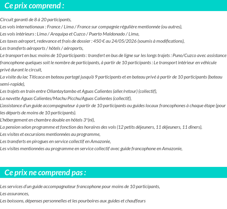 Conditions tarifaires