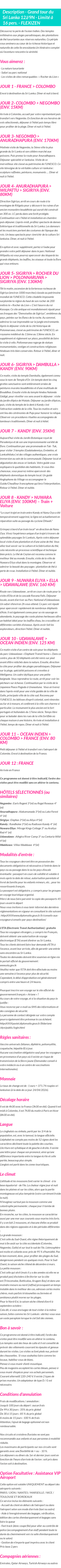 Détails du séjour