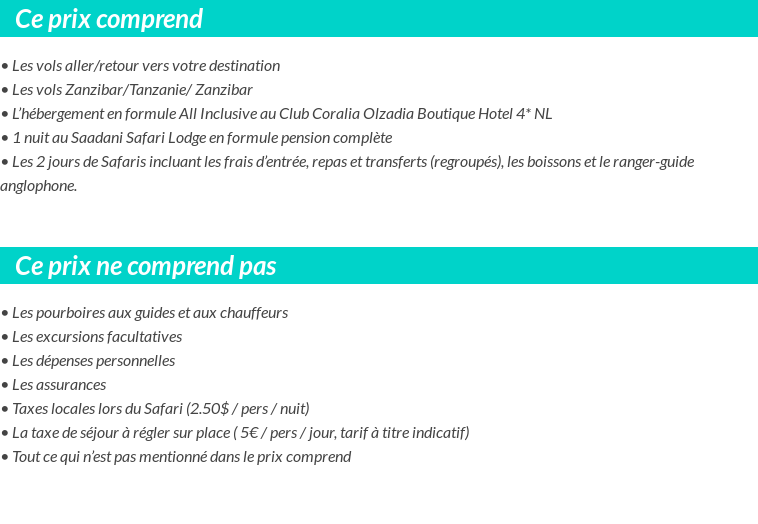 Conditions tarifaires