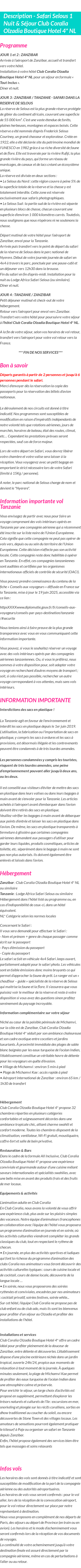 Détails du séjour