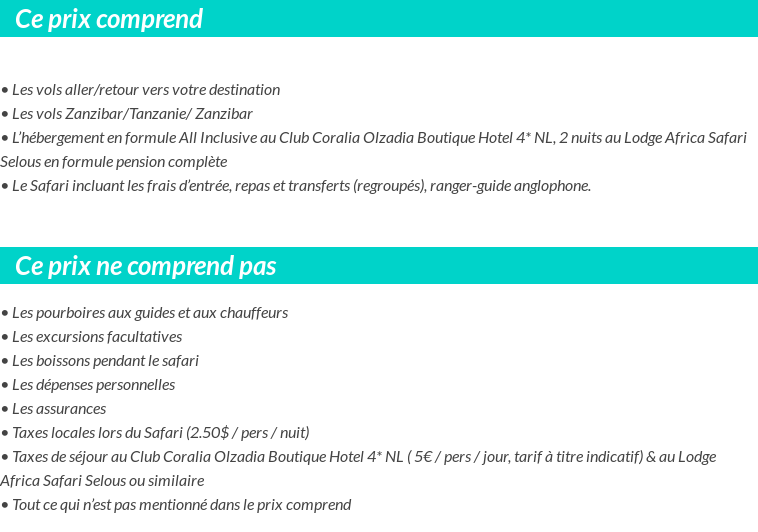 Conditions tarifaires