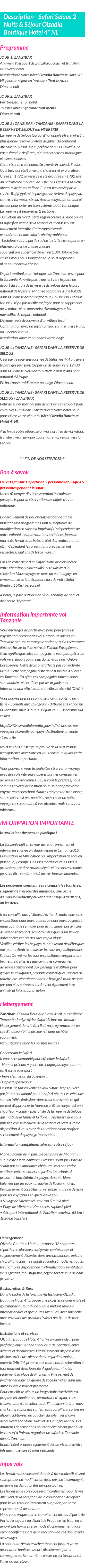 Détails du séjour