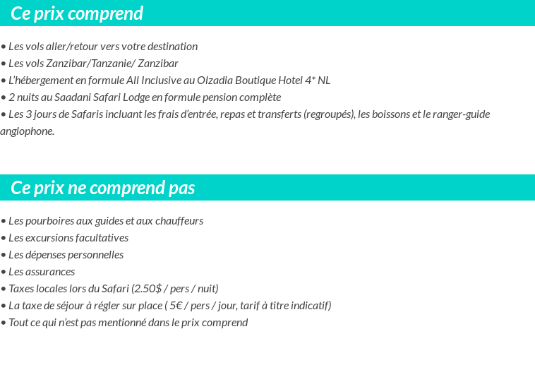Conditions tarifaires