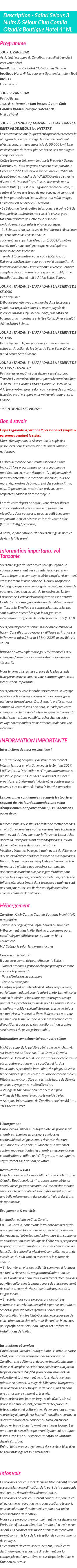 Détails du séjour