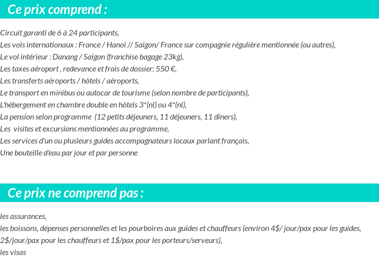 Conditions tarifaires