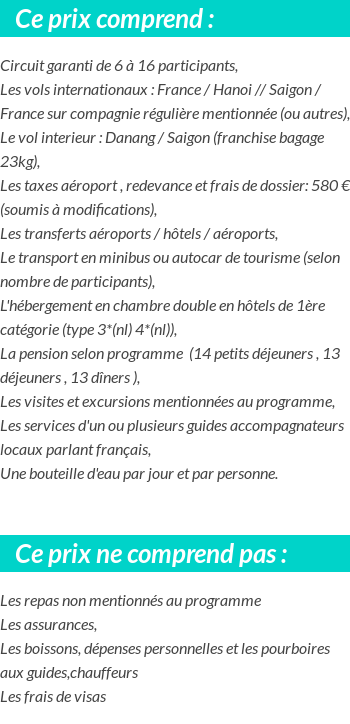 Conditions tarifaires