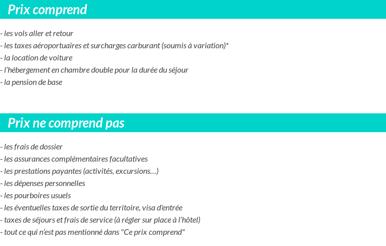 Conditions tarifaires