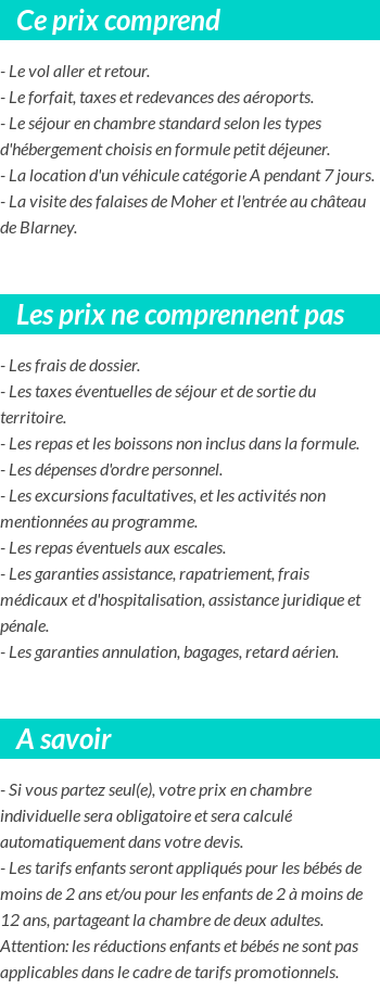 Conditions tarifaires