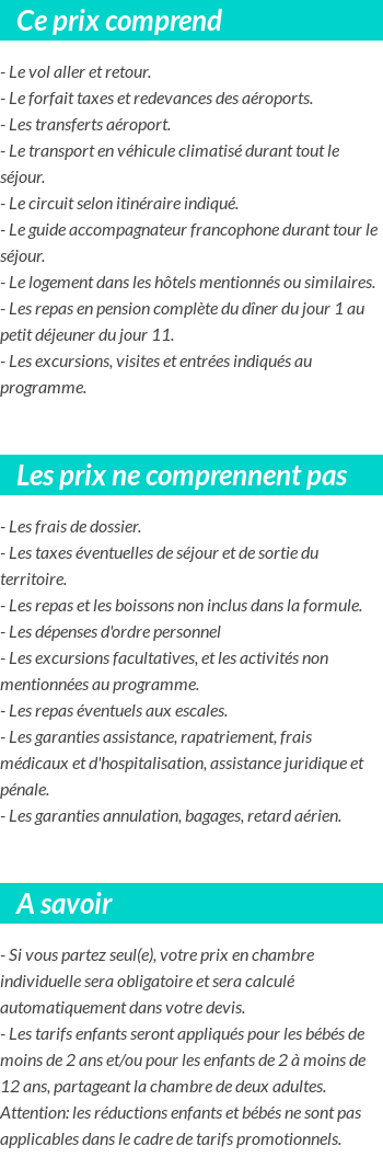 Conditions tarifaires