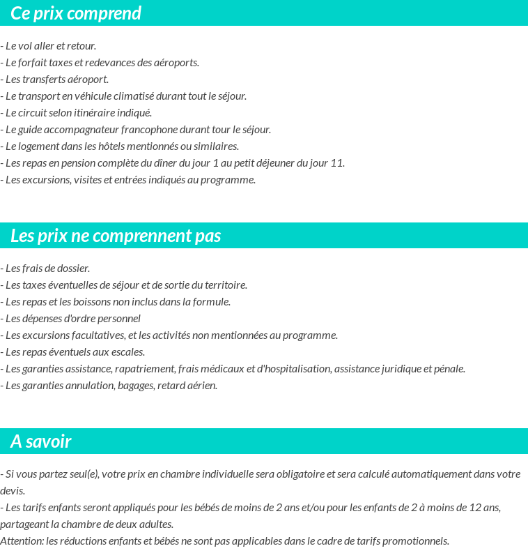 Conditions tarifaires