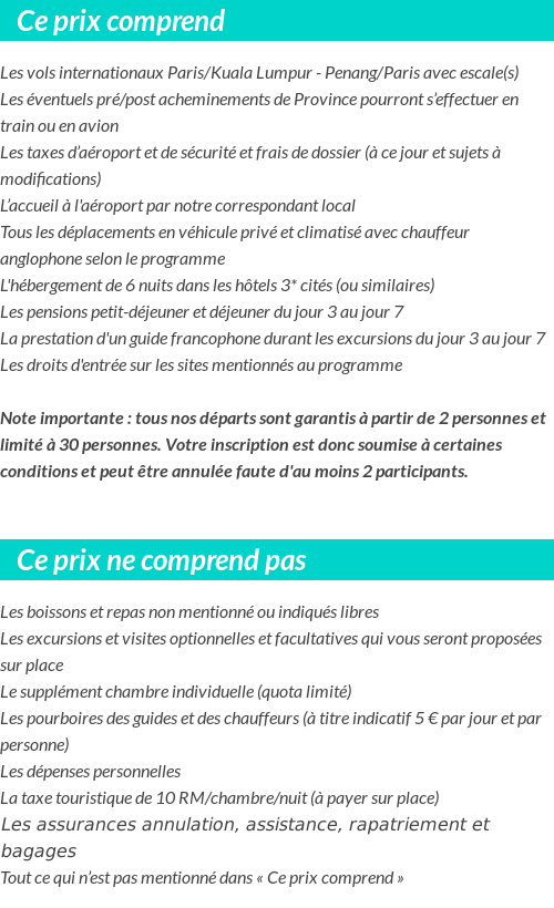 Conditions tarifaires
