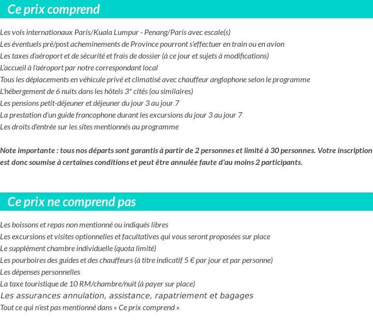 Conditions tarifaires