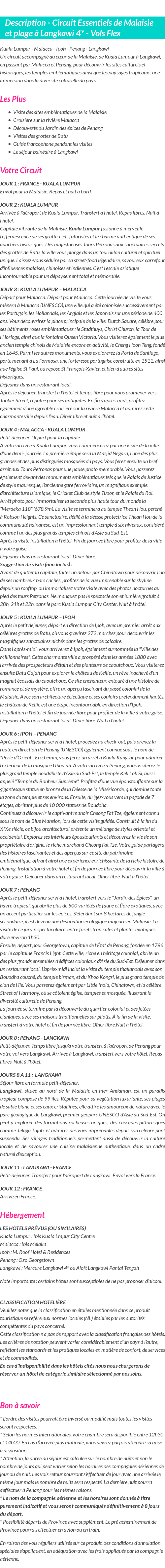 Détails du séjour