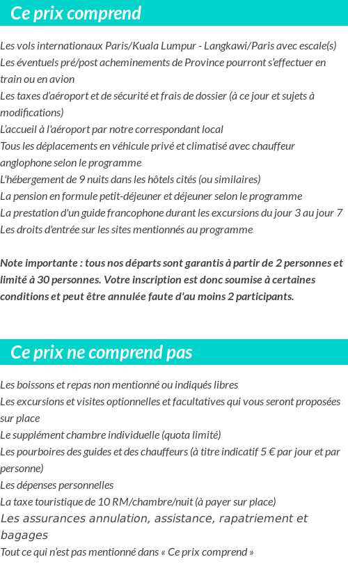 Conditions tarifaires
