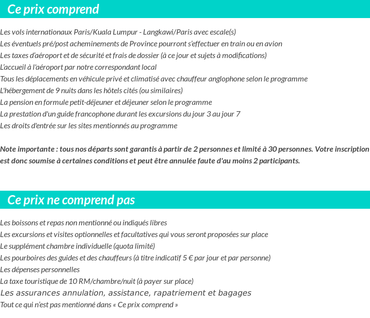 Conditions tarifaires