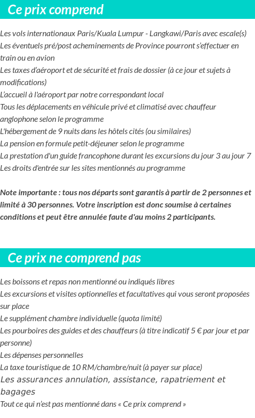 Conditions tarifaires
