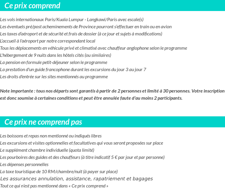 Conditions tarifaires