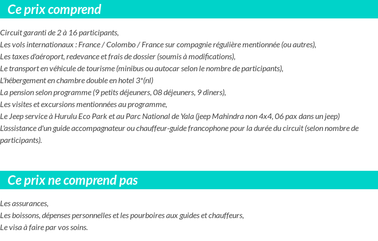 Conditions tarifaires