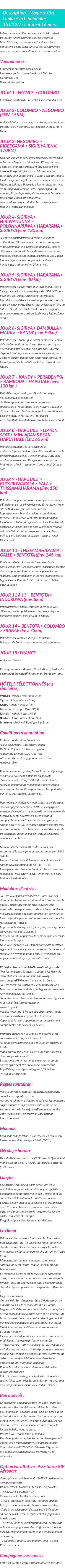 Détails du séjour