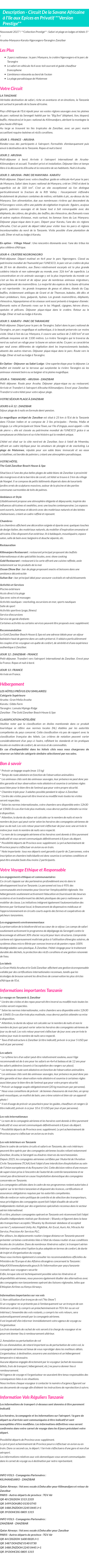 Détails du séjour