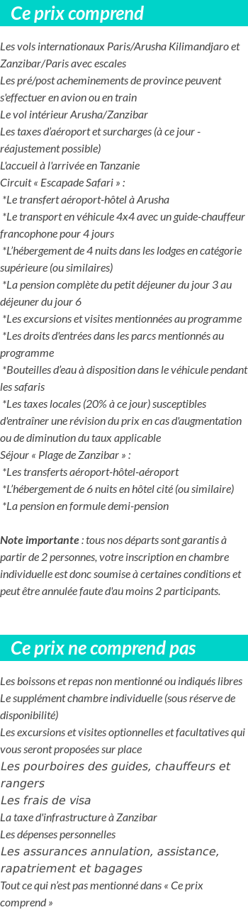 Conditions tarifaires