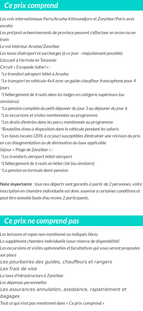 Conditions tarifaires