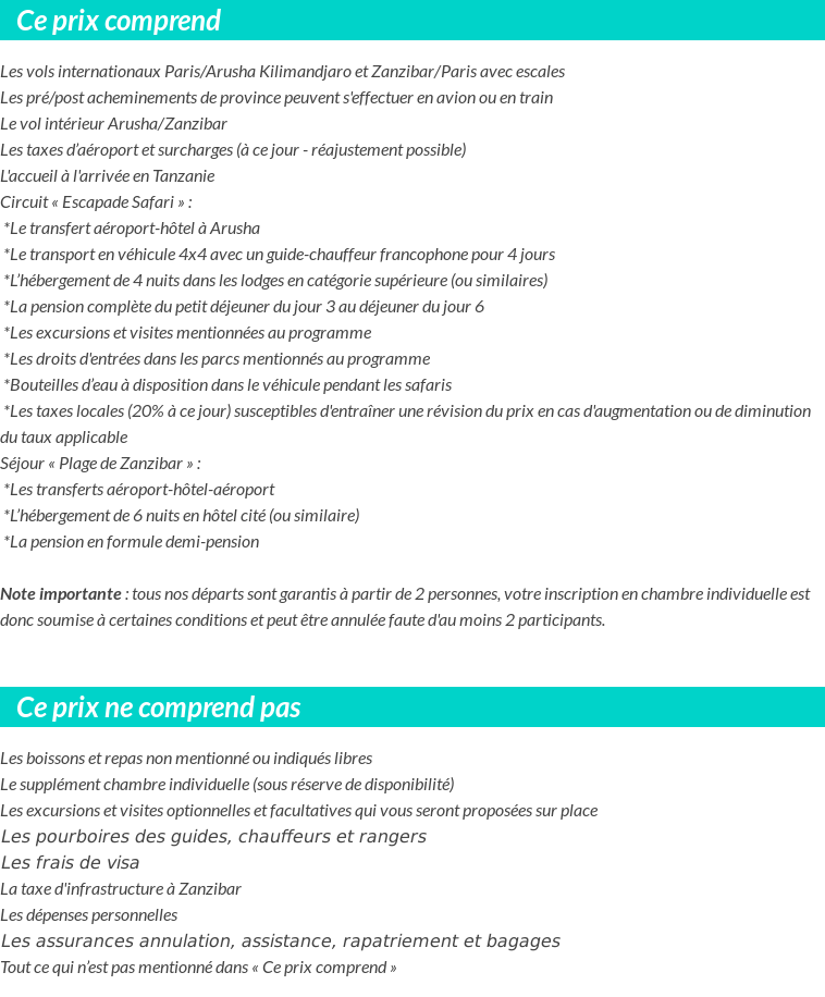 Conditions tarifaires