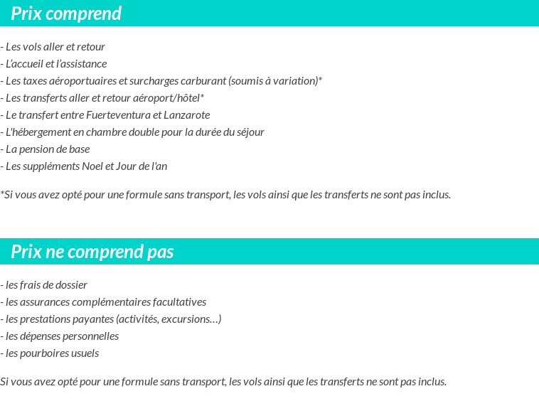 Conditions tarifaires