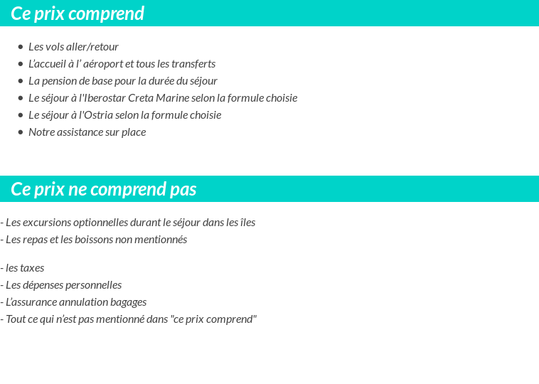 Conditions tarifaires