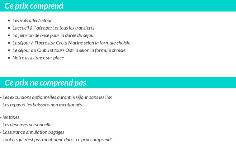 Conditions tarifaires