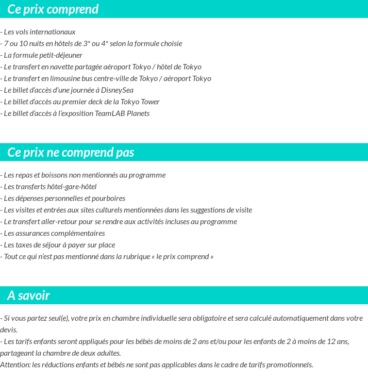 Conditions tarifaires