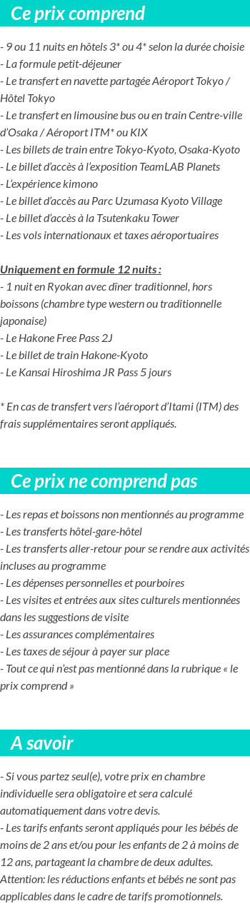 Conditions tarifaires