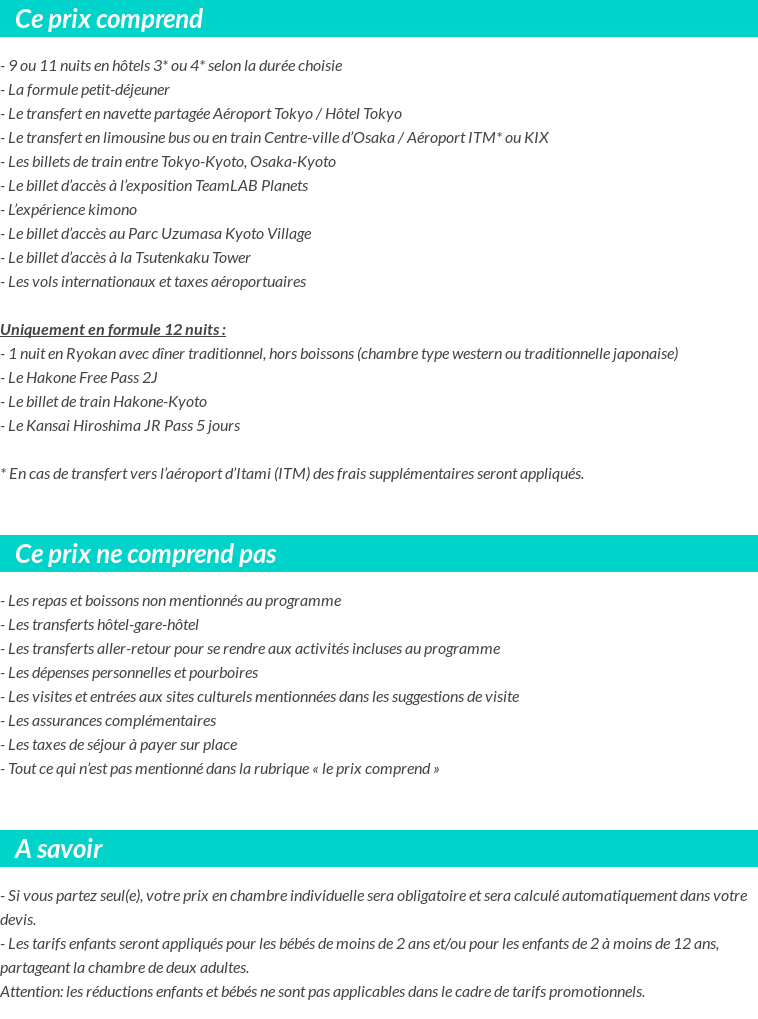 Conditions tarifaires