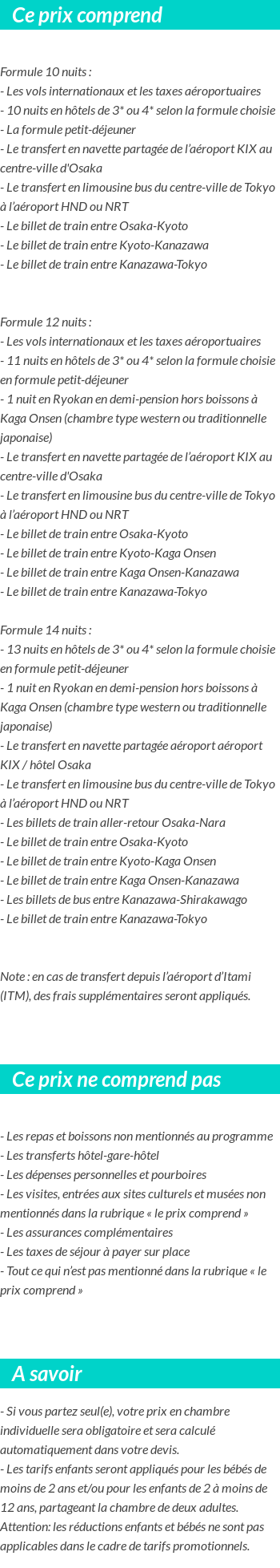 Conditions tarifaires