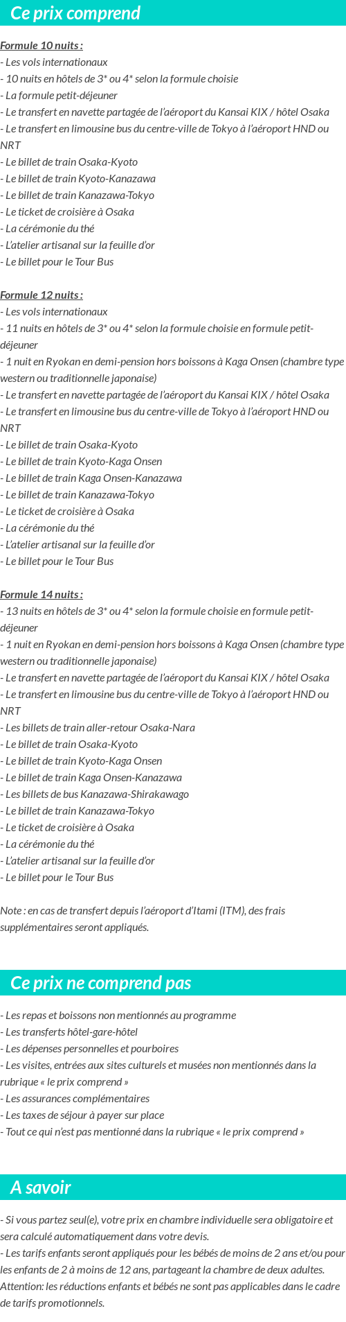 Conditions tarifaires