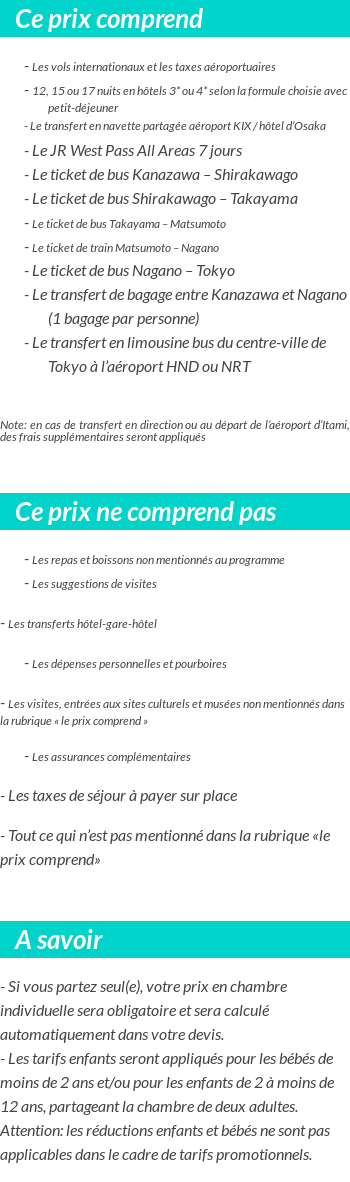 Conditions tarifaires
