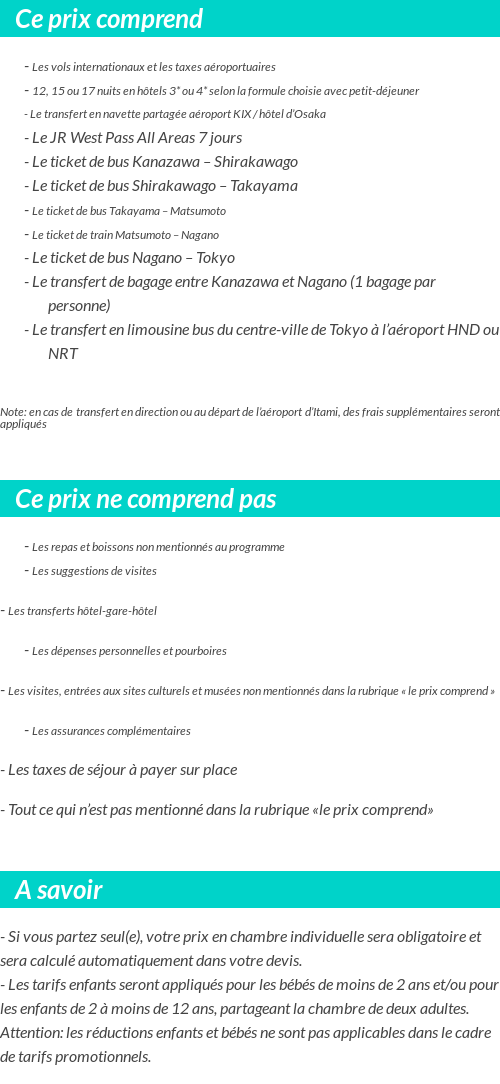 Conditions tarifaires