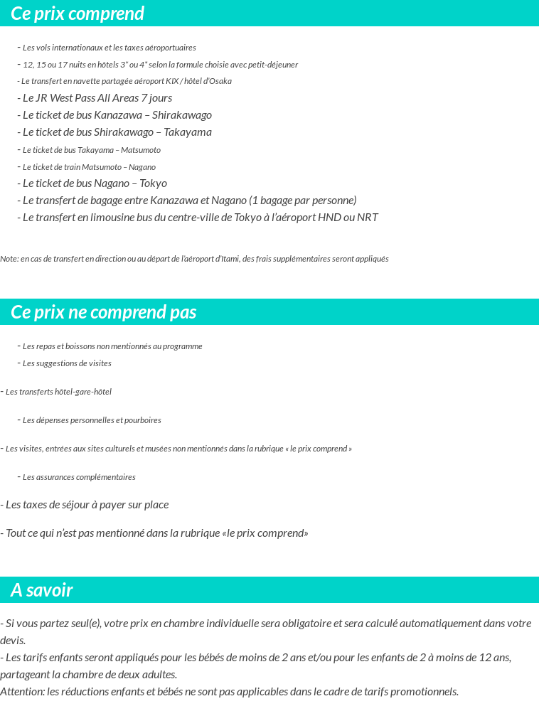 Conditions tarifaires