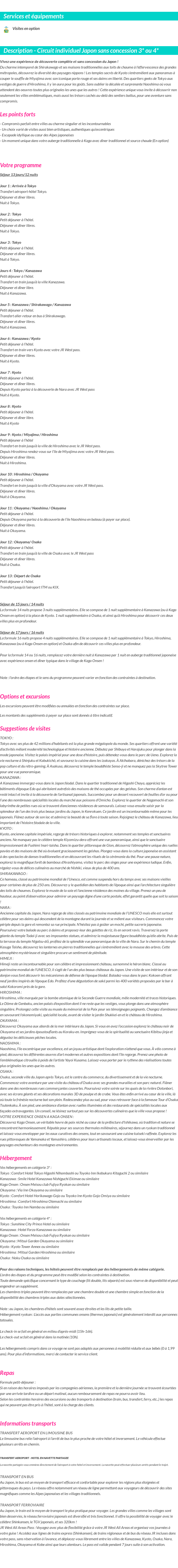 Détails du séjour