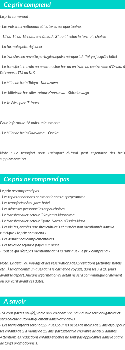 Conditions tarifaires