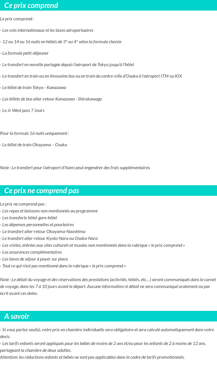Conditions tarifaires