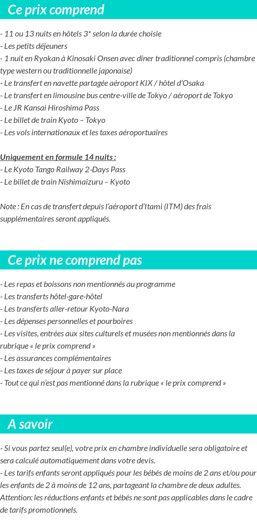Conditions tarifaires