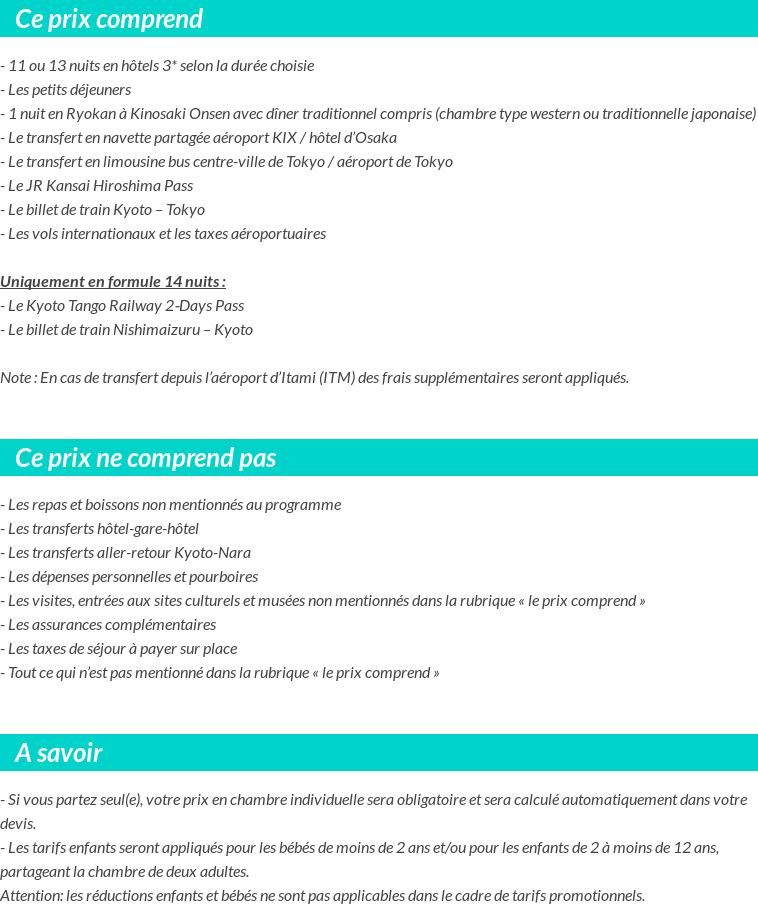 Conditions tarifaires