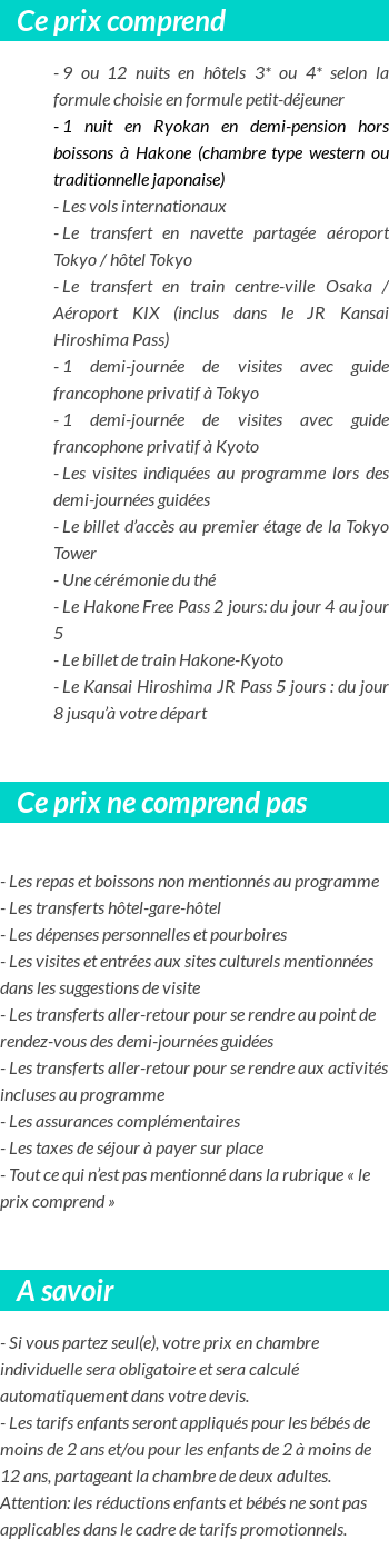 Conditions tarifaires