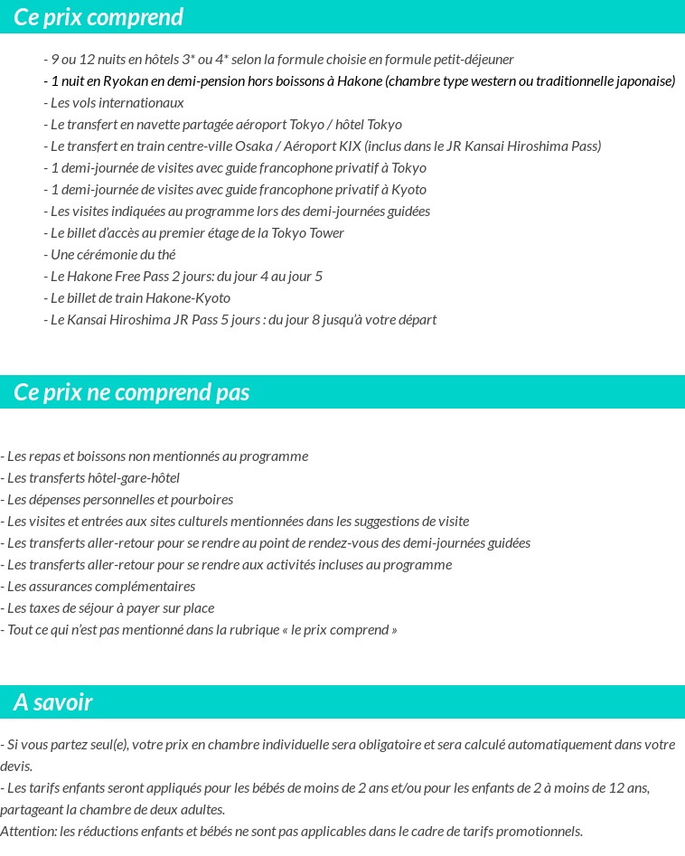 Conditions tarifaires