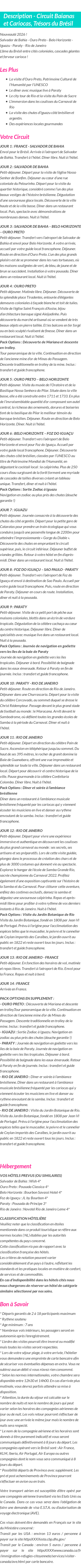 Détails du séjour