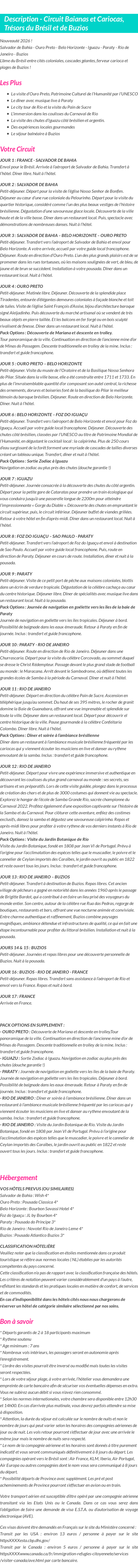 Détails du séjour